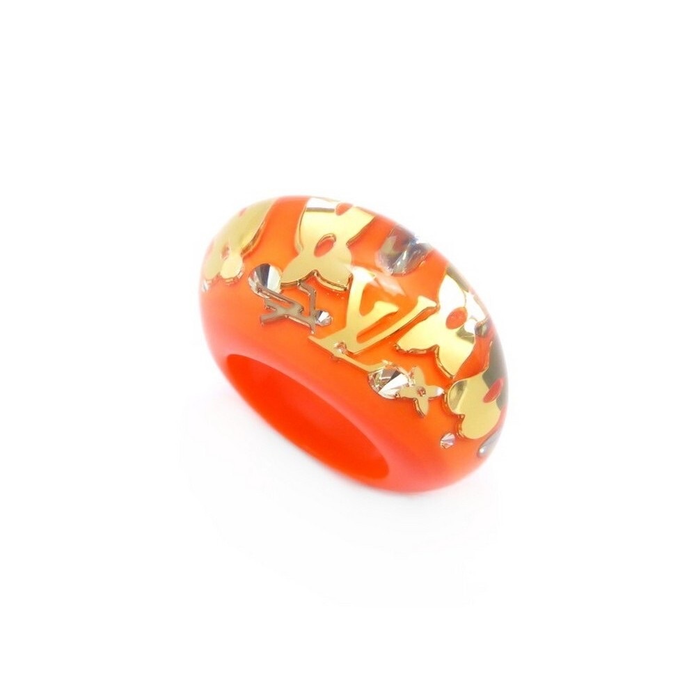 Louis Vuitton Vibrant Orange Ring with Gold Details sz 6-6.5